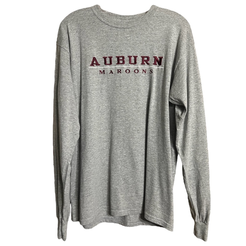 Gildan Ultra Cotton Heather Gray Auburn Raiders Long Sleeve Embroidered T Shirt